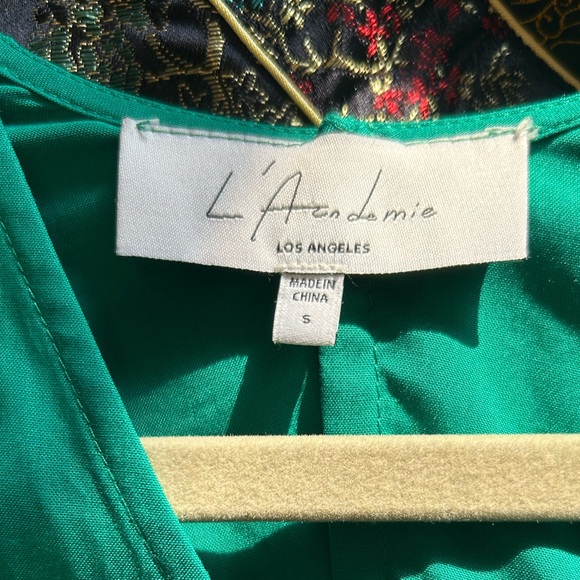 L'Academie The Lorriana Mini Dress in Kelly Green Tencel Small Event Prom - Picture 5 of 12